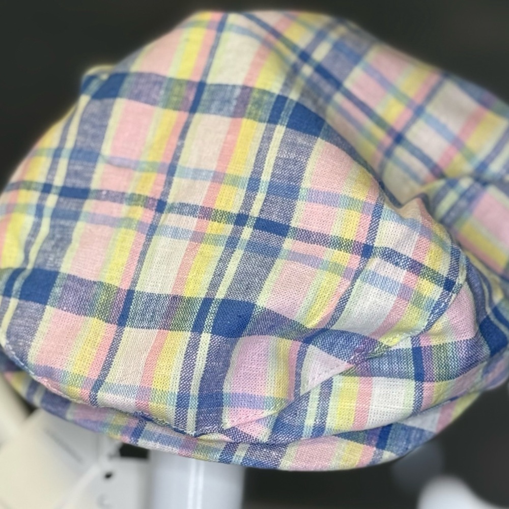Janie and Jack Plaid Kids Hat - Blue, Pink, Yellow